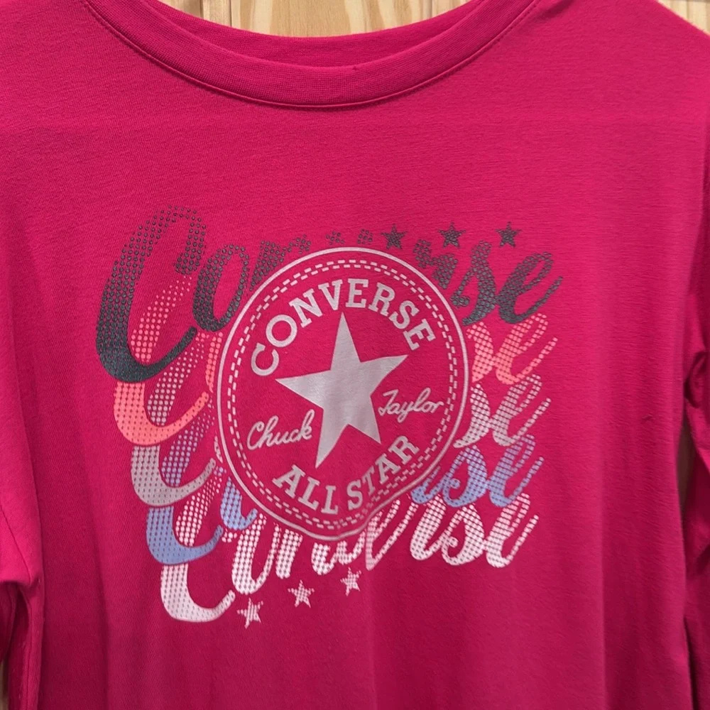Converse Pink Long Sleeve Tee Casual Comfort